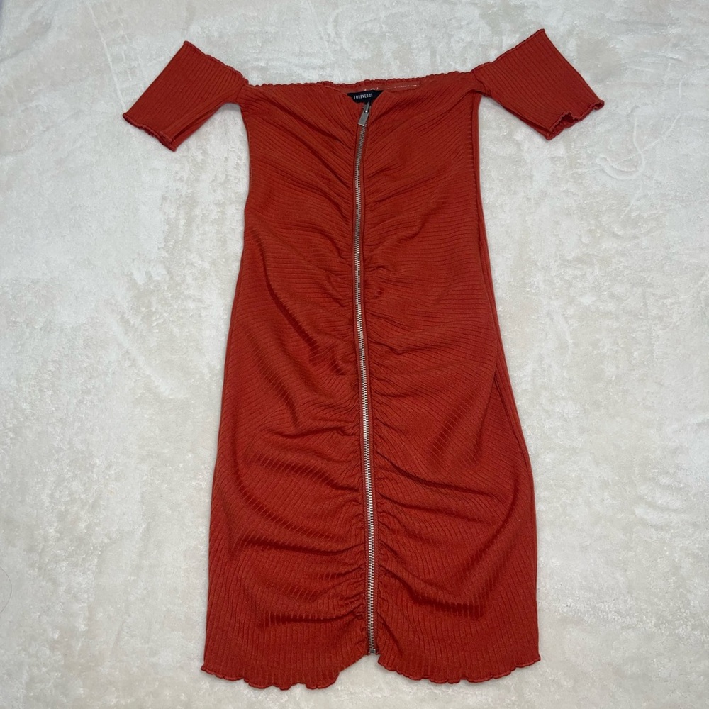 Rust Off-Shoulder Dress